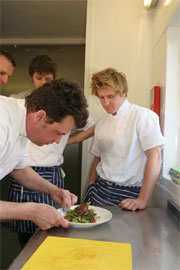 this is mark training some students from The King's School Canterbury for the King's Week Restaurant